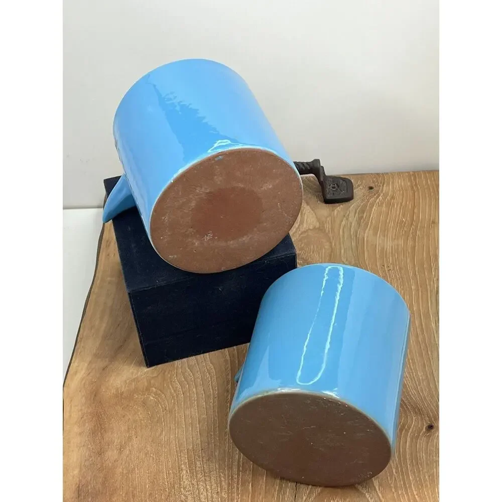 West Elm Guatemalan 2 Bird Cup Coffee Mugs Hand Painted 16 oz Blue ! ☕️🔥